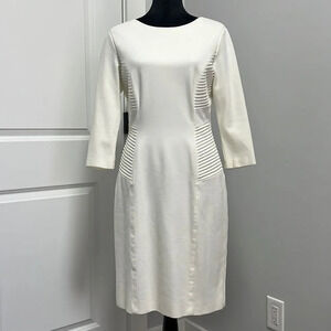 ANTONIO MELANI Women’s quarter length sleeves knee length WHITE DRESS size 8